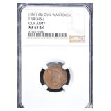 (1861-65) CIVIL WAR TOKEN F-50/335a, NGC MS-64 BN (1861-65) CIVIL WAR TOKEN F-50/335a, NGC MS-64 BN