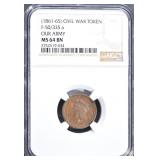 (1861-65) CIVIL WAR TOKEN F-50/335a, NGC MS-64 BN