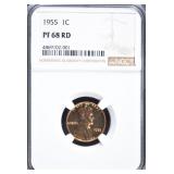 1955 LINCOLN CENT, NGC PF-68 RED