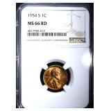 1954-S LINCOLN CENT NGC MS66RD