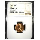 1962-D LINCOLN CENT NGC MS66 RD 1962-D LINCOLN CENT NGC MS66 RD