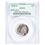 1938-D BUFFALO NICKEL, PCGS MS-65 OLD GREEN HOLDER 1938-D BUFFALO NICKEL, PCGS MS-65 OLD GREEN HOLDER