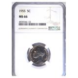 1955 JEFFERSON NICKEL NGC MS66