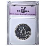 1954 FRANKLIN HALF, NGP SUPERB GEM PR CAMEO