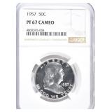 1957 FRANKLIN HALF DOLLAR, NGC PF-67 CAMEO