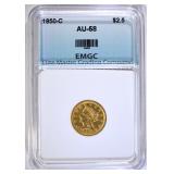 1850-C $2.50 GOLD LIBERTY, EMGC AU/BU