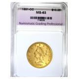 1891-CC $10.00 GOLD LIBERTY, NGP CH BU 1891-CC $10.00 GOLD LIBERTY, NGP CH BU