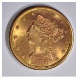 1886-S $5 GOLD LIBERTY  GEM BU