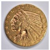 1911-D $5 GOLD INDIAN HEAD  BU