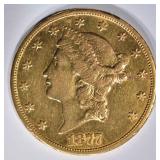 1877-CC $20 GOLD LIBERTY  AU/BU