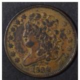 1834 HALF CENT XF/AU