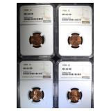4 - 1958 LINCOLN CENTS NGC MS66 RD 4 - 1958 LINCOLN CENTS NGC MS66 RD