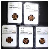5 P MINT LINCOLN CENTS NGC MS-66 RD 5 P MINT LINCOLN CENTS NGC MS-66 RD