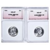 2-WASHINGTON QTRS GRADED WHSG 2-WASHINGTON QTRS GRADED WHSG