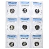 9 WASHINGTON QUARTERS PCGS PR-69DCAM 9 WASHINGTON QUARTERS PCGS PR-69DCAM