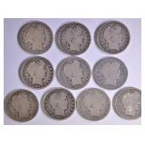 10-BARBER HALF DOLLARS, FULL GOODS 10-BARBER HALF DOLLARS, FULL GOODS