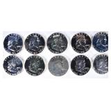 10-PROOF 1963 FRANKLIN HALF DOLLARS 10-PROOF 1963 FRANKLIN HALF DOLLARS