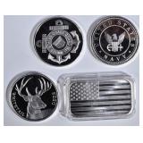 4-ONE OUNCE .999 SILVER PIECES 4-ONE OUNCE .999 SILVER PIECES