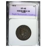 1819 LARGE CENT, ENG XF/AU 1819 LARGE CENT, ENG XF/AU