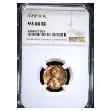 1962-D LINCOLN CENT NGC MS66 RD