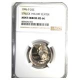 1996-P WASHINGTON QUARTER MINT ERROR, NGC MS-66 1996-P WASHINGTON QUARTER MINT ERROR, NGC MS-66