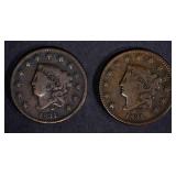 2-1831 LARGE CENTS: 1-FINE & 1-VF/light scratches