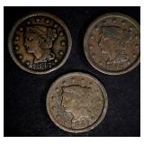 LOT OF 3 LARGE CENTS: LOT OF 3 LARGE CENTS: