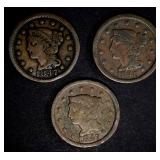 LOT OF 3 LARGE CENTS: