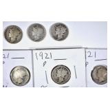 6-1921 MERCURY DIMES, AG/G KEY DATE 6-1921 MERCURY DIMES, AG/G KEY DATE