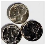 1941, 41-S & 42 GEM BU MERCURY DIMES 1941, 41-S & 42 GEM BU MERCURY DIMES