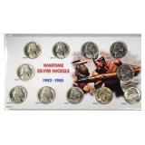 GEM BU JEFFERSON WAR NICKEL 11-COIN SET