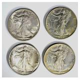 4-1943 WALKING LIBERTY HALF DOLLARS, CH BU