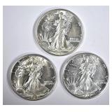 1941-D, 44-D & 45-D WALKING LIBERTY HALVES CH BU+