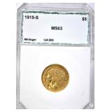 1915-S $5.00 INDIAN GOLD, PCI CH BU RARE!! 1915-S $5.00 INDIAN GOLD, PCI CH BU RARE!!
