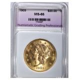 1903 $20.00 GOLD LIBERTY, NGP GEM BU