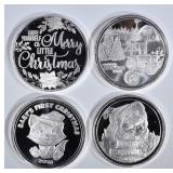 4 - 1oz .999 CHRISTMAS ROUNDS; 2018 SANTA