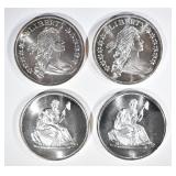 2-BUST & 2-"SEATED LIBERTY" 1oz ,999 SILVER ROUNDS