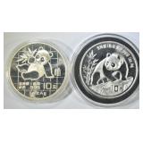 1898 & 90 1 OZ SILVER CHINA PANDAS