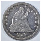 1857-O SEATED LIBERTY QUARTER  VF