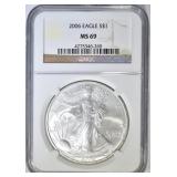 2006 AMERICAN SILVER EAGLE  NGC MS-69