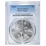 2014 AMERICAN SILVER EAGLE PCGS MS-70