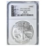 2012 SILVER EAGLE NGC MS-69 EARLY RELEASES