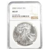 2002 AMERICAN SILVER EAGLE NGC MS 69 2002 AMERICAN SILVER EAGLE NGC MS 69
