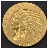 1908 $5 GOLD INDIAN AU 1908 $5 GOLD INDIAN AU