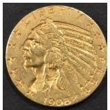 1908 $5 GOLD INDIAN AU