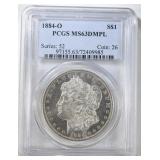 1884-O MORGAN DOLLAR PCGS MS-63 DMPL