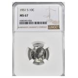 1951-S ROOSEVELT DIME NGC MS-67