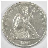 1861-S SEATED LIBERTY HALF DOLLAR AU