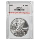 2009 AMERICAN SILVER EAGLE, TDCS PERFECT GEM BU