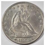 1855-O SEATED LIBERTY HALF DOLLAR CH BU